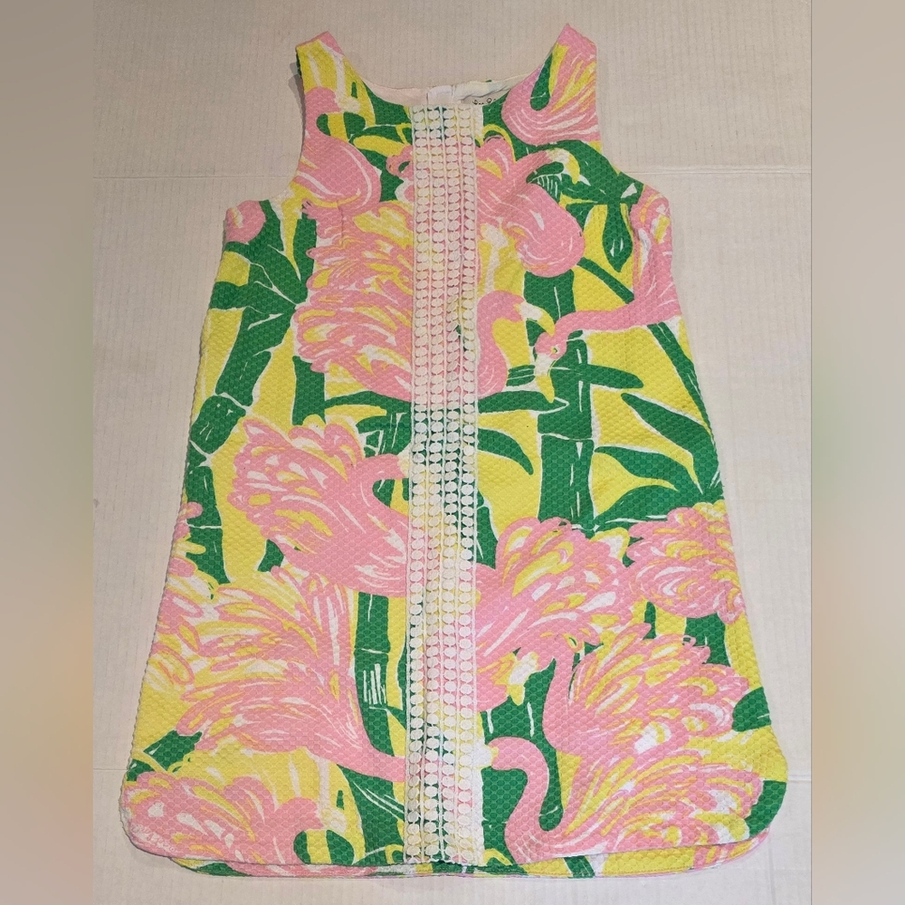 Lilly Pulitzer for Target Flamingo Fan Dance Shift Dress Girls Size 7/8 - Picture 1 of 4